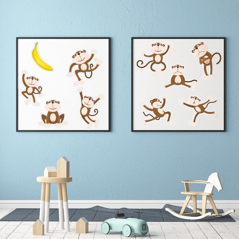 klarako 48 Pieces Monkeys Cut-Outs Banana Cutouts Jungle Animals Cutouts with 5 Sheet Glue Point Dot for Jungle Theme Party Games Calendars Bulletin Boards Classrooms Learning Spaces Decor - Image 3