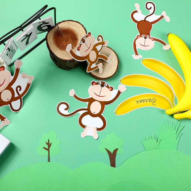 klarako 48 Pieces Monkeys Cut-Outs Banana Cutouts Jungle Animals Cutouts with 5 Sheet Glue Point Dot for Jungle Theme Party Games Calendars Bulletin Boards Classrooms Learning Spaces Decor - Image 4