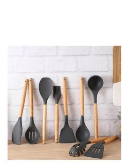 Silicone Cooking Utensil Set, Silicone Kitchen Utensils Set of 12 pcs, Non Stick Heat Resistant with Wooden Handles, Spatula, Spoons, Gadgets Tool for Non-Stick Kitchen Utensils set (Silver) - pzsku/Z615DC0B837AD0589B855Z/45/_/1740085234/61246761-24c5-4d97-a626-b9b95c086f51