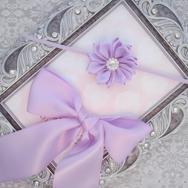 Newborn Photography Outfit Lace Headband Set Light purple 
