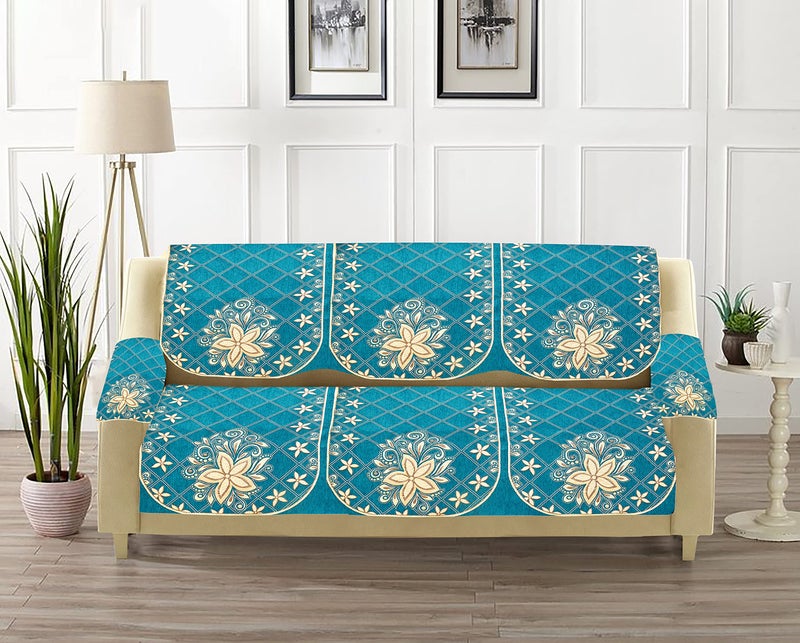 Dazzling DECOR Velvet Sofa Cover with Arm Cover and Cushion Covers Set of 5Seater - Sofa Covers 3Seater and 2Seater Full Cover Set for Couch Seat -Sofa Slip Protector 1152-02_Aqua - Image 3