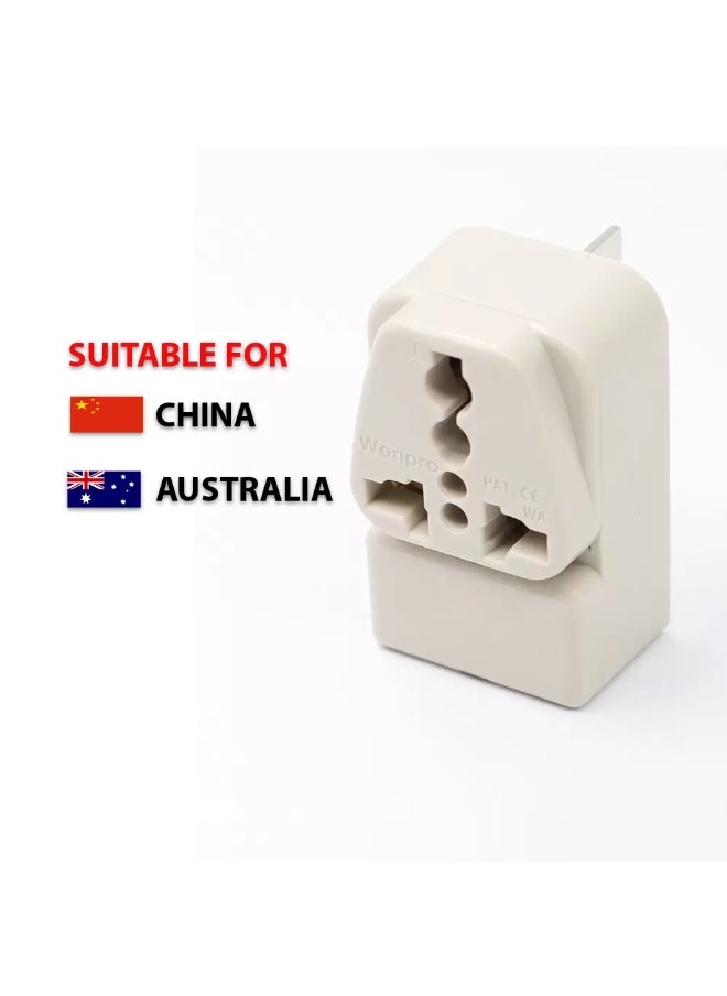 WONPRO - Wonpro Universal Adaptor(Dual socket), Rated 10A 250V Compact Size Travel Adapter with Universal Receptacle - Can Accept Different Plug Worldwide) Plug Suitable for CHINA, AUSRALIA, NEW ZEALAND - Image 1