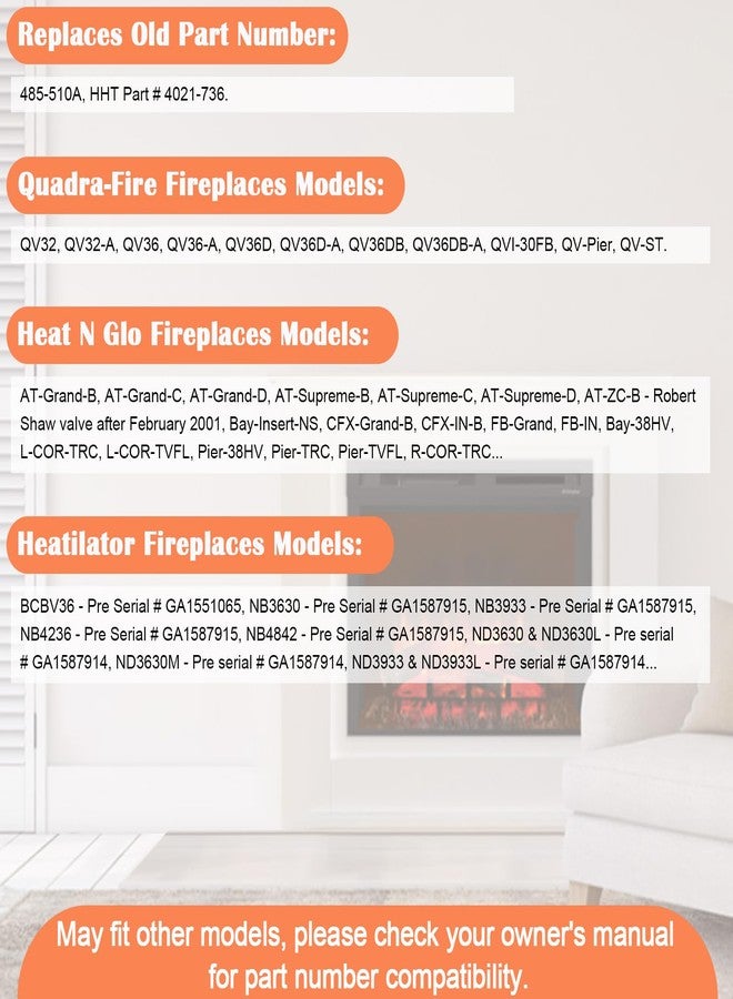 Hiorucet مجموعة تجميع شعلة الغاز الطبيعي (NG) من Hiorucet 4021-736 لأجزاء مواقد Heatilator و Heat N Glo و Quadrafire، ومجموعة شعلة Heat N Glo 485-510A مع المزدوجة الحرارية والثرموبيل وأنبوب الشعلة. - Image 3