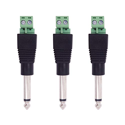 Fancasee 3-Pack 6.35mm 1/4" Mono Plug TS 6.35mm Male Solderless Terminal Adapter Jack DIY Audio Cable Connector to Speaker Wire for Microphone Speaker Electric Guitar Bass Keyboard Amplifier Audio Cable Repair - Image 2