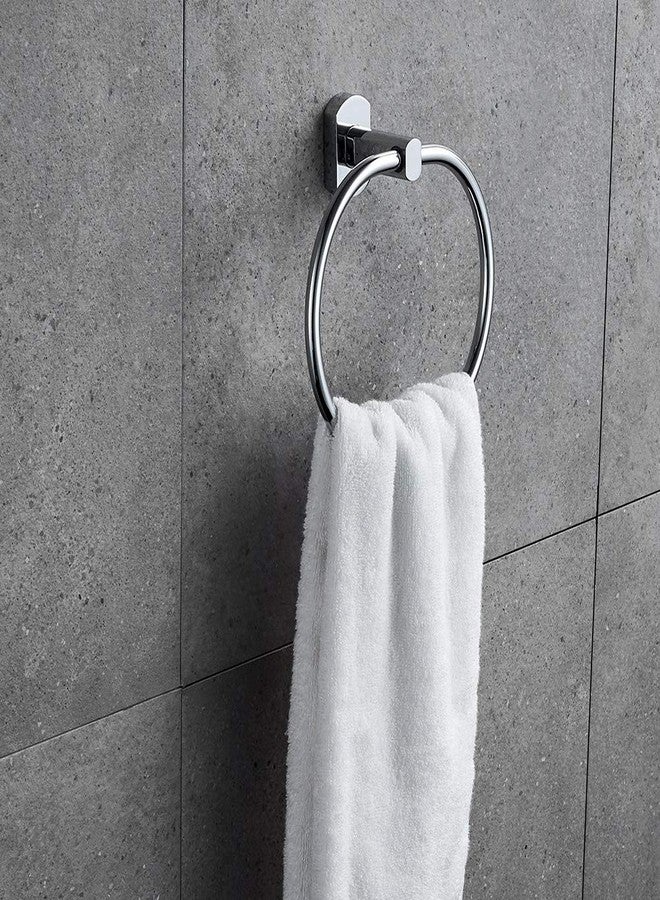 JOMOO Bathroom Towel Ring Wall Mounted Towel Holder Hanging Towel Hanger Bathroom Accessories , Chrome - Image 2