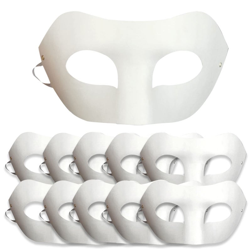 Feeziloe 10 Pcs DIY White Paper Masks Zorro Blank Mask, Hand Painted Mask for Personality Creative Design Dance Party, Masquerade, Cosplay Party - Image 1