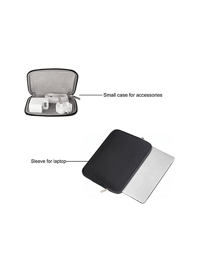 Mosiso جراب كمبيوتر محمول متوافق مع ماك بوك اير 13 بوصة M2 A2681 M1 A2337 A2179 A1932 2022-2018/برو 13 M2 M1 A2338 A2251 A2289 A2159 A1989 A1706 A1708، حقيبة من النيوبرين مع حقيبة صغيرة، أسود - Image 3