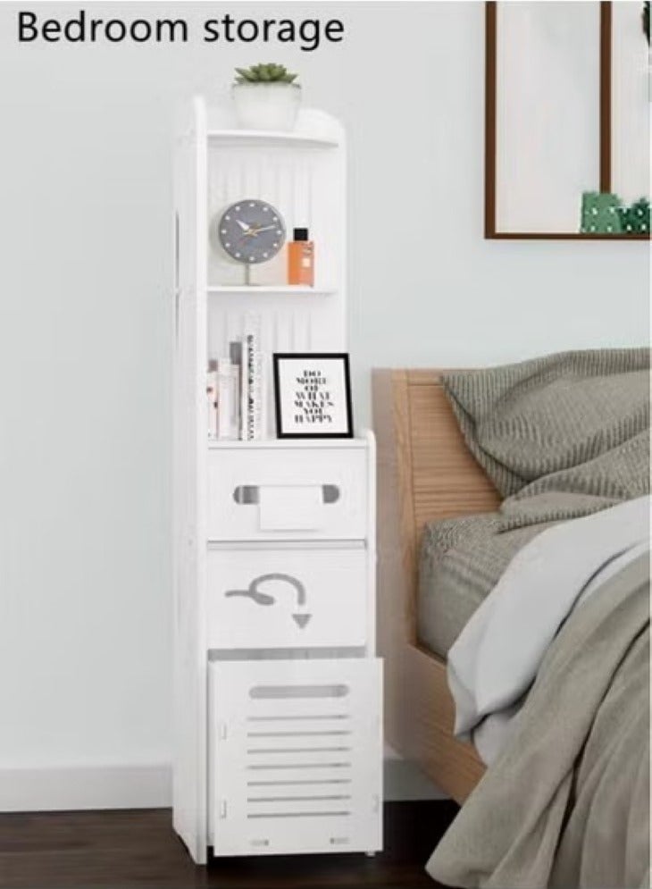 Kutis 1-Piece Bathroom Multifunction Storage Cabinet Shower Shampoo Shelf Soap Organizer Storage Rack White 20x20x120 Centimeter - Image 3