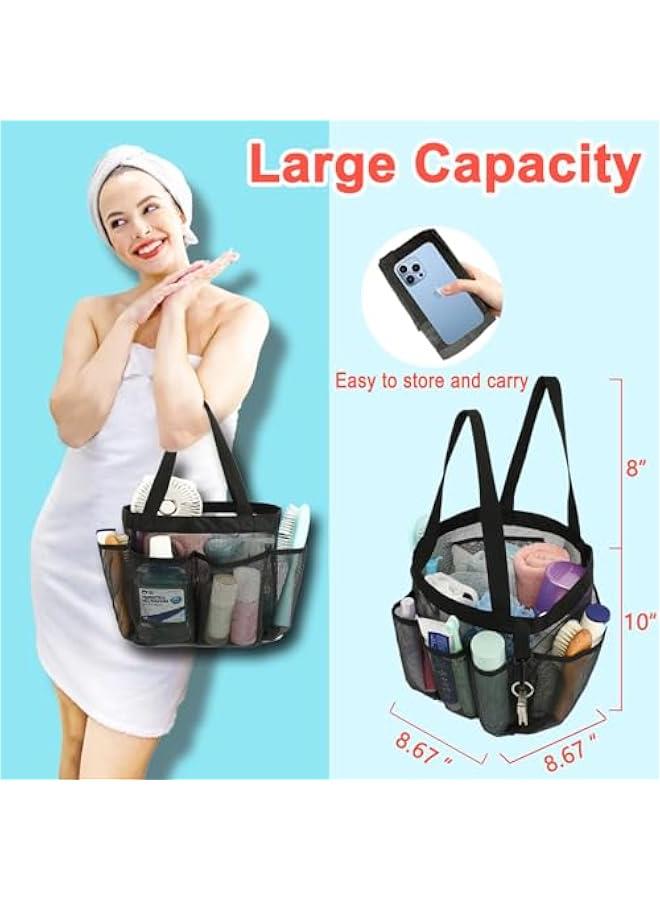 Arabest Mesh Shower Caddy Portable for College Dorm Room Essentials with 7 Upgraded Deeper Pockets, Quick-Dry Large Shower Basket Tote Bag with 2 Handles for Toiletry, Bathroom, Camp, Gym - Image 2