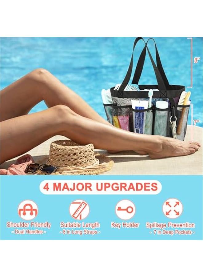 Arabest Mesh Shower Caddy Portable for College Dorm Room Essentials with 7 Upgraded Deeper Pockets, Quick-Dry Large Shower Basket Tote Bag with 2 Handles for Toiletry, Bathroom, Camp, Gym - Image 3