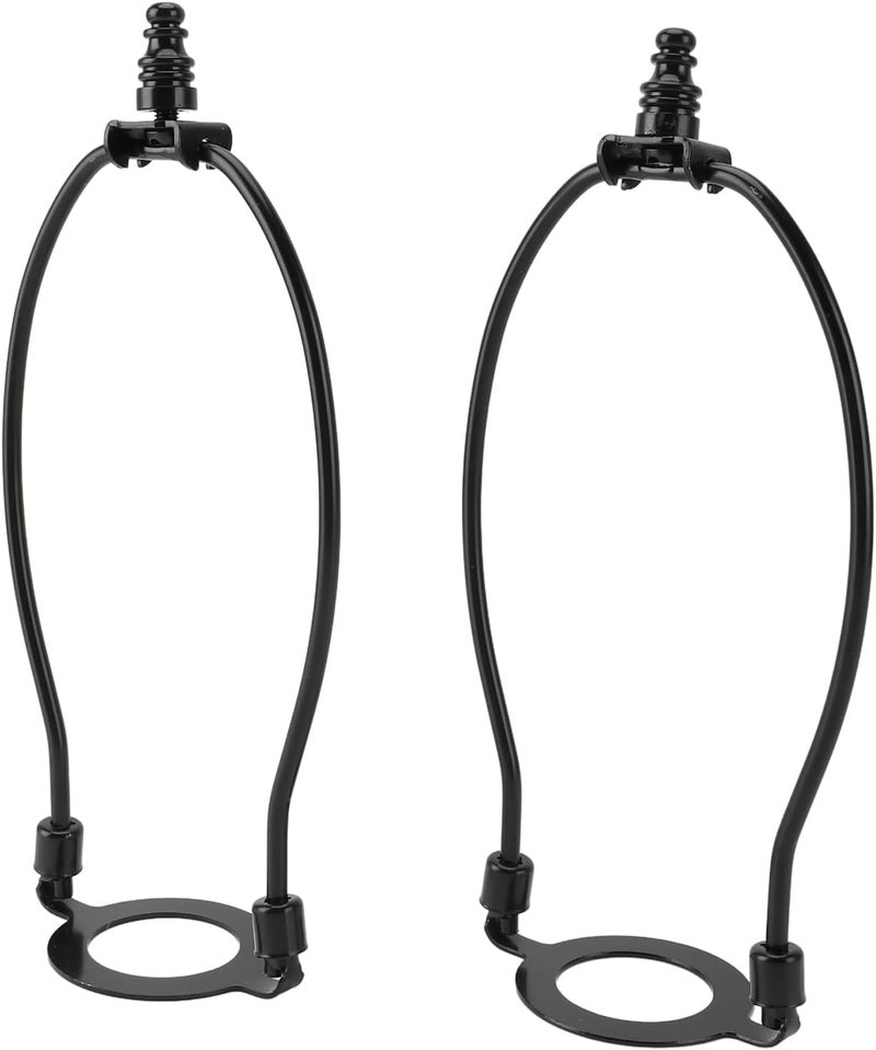 Adjustable Lamp Shade Harp Holder Kit Iron E26 Light Base Lamp Shade Holder 2 Pack Metal Bracket for Table and Floor Lamps Easy Install Support (Black) - Image 4
