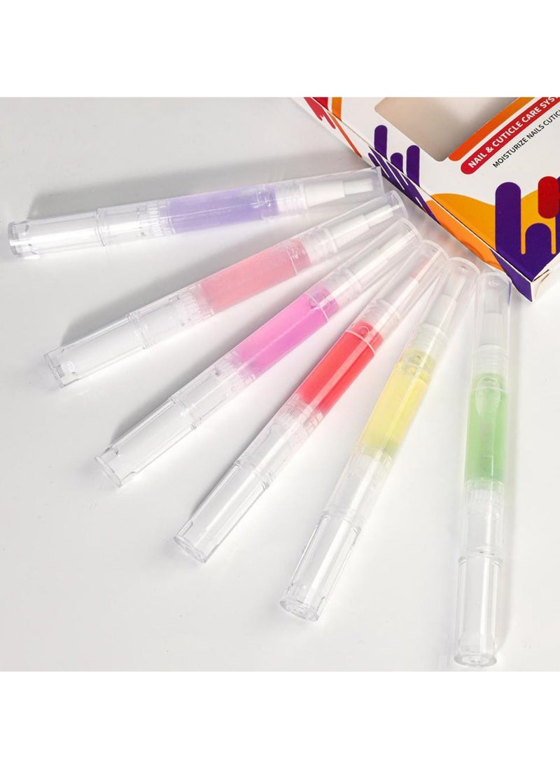 Generic - Cuticle Oil Set, 6 Pcs Cuticle Oil Pen, Nail Oil for Growth and Strength, Fruity Natural Ingredient Gel Nail Oil Pen for Preventing Cracking and Drying of Nails Nail Strengthener - Image 1