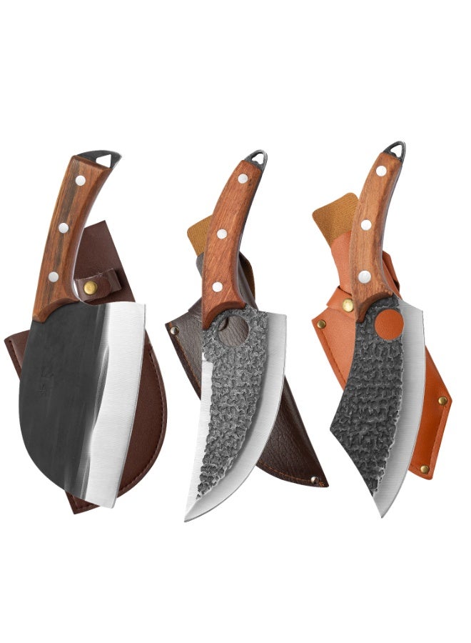 أوسوك مجموعة سكين الجزار ، ومن ناحية مزورة سكين مطبخ مجموعة - الثقيلة العظام تقطيع اللحم و الفايكنج سكين مطبخ مجموعة مناسبة لأنّ منزل , في الهواء الطلق الطبخ والتخييم الشواء - Image 1