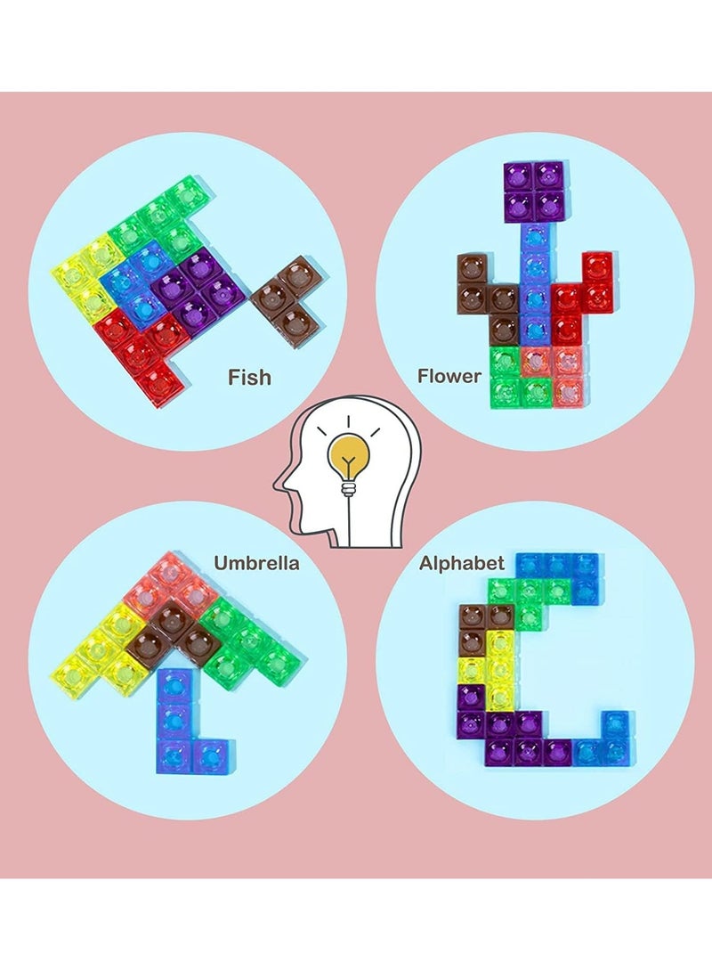 Blocks Puzzle Brain Teasers Board Intelligent Colorful 3D Plastic Blocks Game with Vertical Wooden Frame Game Board Tangram Educational Blocks Board (B)  - Image 5