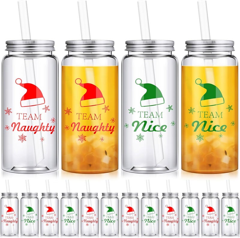 Jingmore 24 Pcs Reusable Cups Bulk 135 oz Plastic Mason Jars with Lids and Straws Coffee Tea Hot Cocoa Beverage Tumbler AdultsChristmas - Image 1