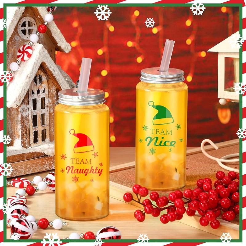 Jingmore 24 Pcs Reusable Cups Bulk 135 oz Plastic Mason Jars with Lids and Straws Coffee Tea Hot Cocoa Beverage Tumbler AdultsChristmas - Image 2
