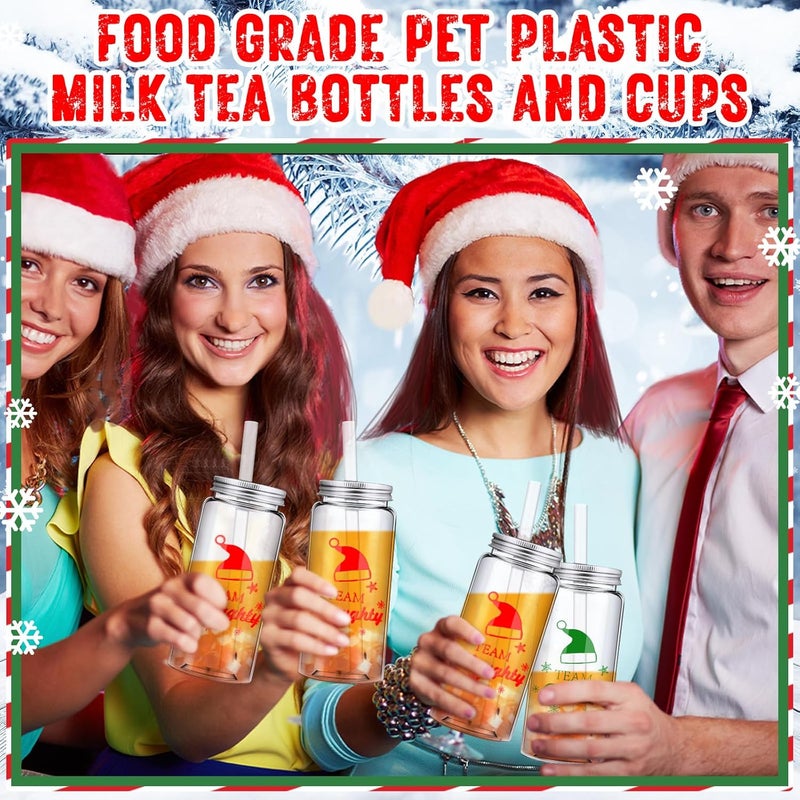 Jingmore 24 Pcs Reusable Cups Bulk 135 oz Plastic Mason Jars with Lids and Straws Coffee Tea Hot Cocoa Beverage Tumbler AdultsChristmas - Image 4