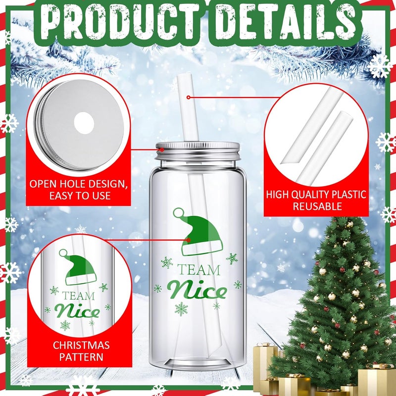 Jingmore 24 Pcs Reusable Cups Bulk 135 oz Plastic Mason Jars with Lids and Straws Coffee Tea Hot Cocoa Beverage Tumbler AdultsChristmas - Image 5