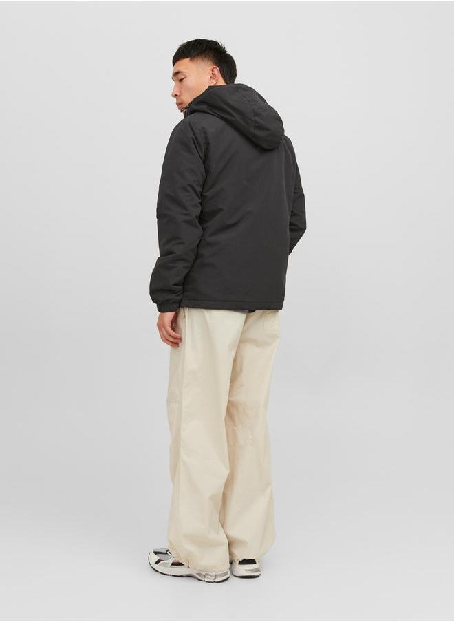 JACK & JONES - Logo Patch Half Zip Hooded Windbreaker Jacket - Image 1
