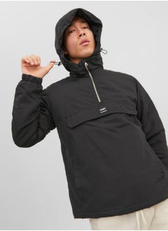 Logo Patch Half Zip Hooded Windbreaker Jacket