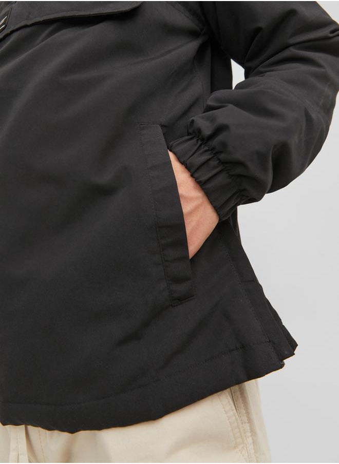 JACK & JONES - Logo Patch Half Zip Hooded Windbreaker Jacket - Image 1