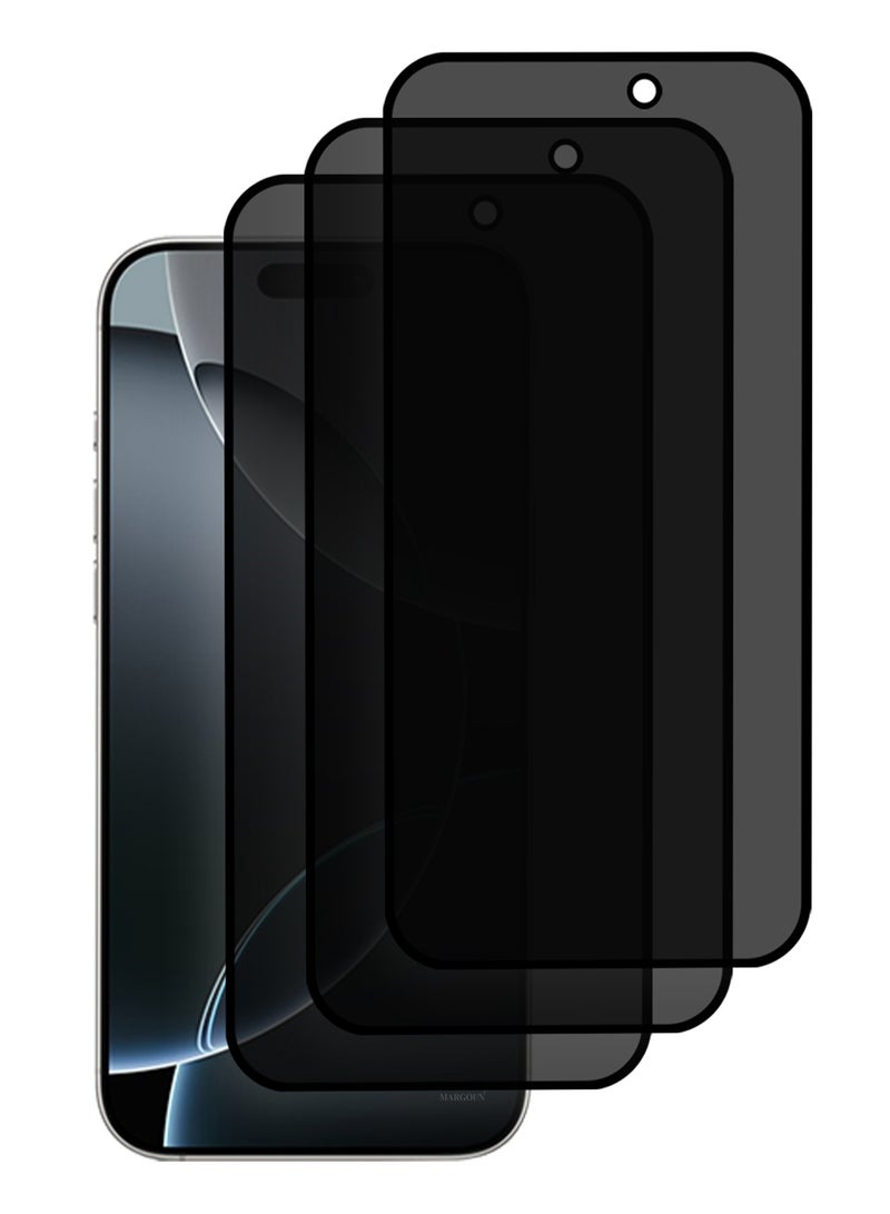 الطين ايزو 3 قطع من واقي شاشة الخصوصية الممتاز لجهاز iPhone 17 Pro، زجاج مقسى مضاد للتجسس، وضوح عالي، رؤية واضحة، سهل التركيب، أسود شفاف - Image 3