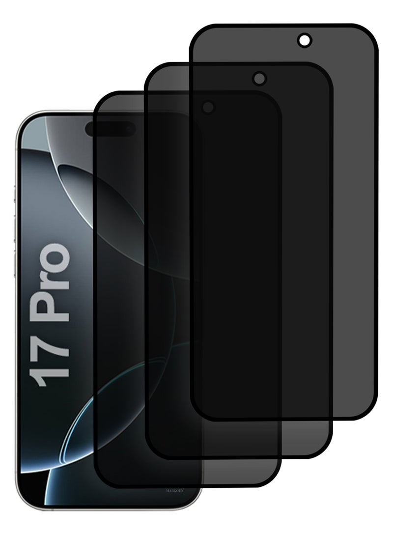 الطين ايزو 3 قطع من واقي شاشة الخصوصية الممتاز لجهاز iPhone 17 Pro، زجاج مقسى مضاد للتجسس، وضوح عالي، رؤية واضحة، سهل التركيب، أسود شفاف - Image 2