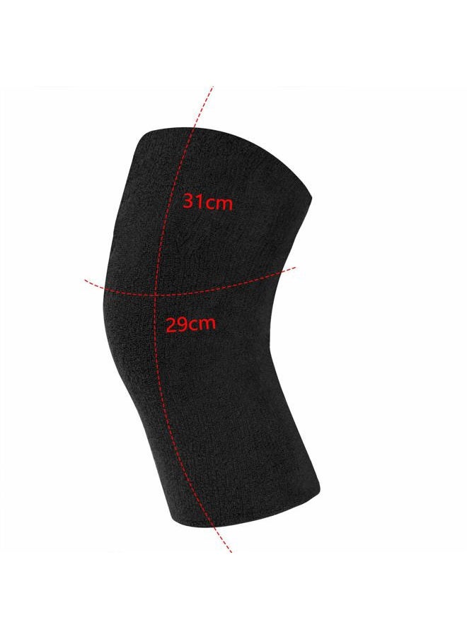 Fakeface - Winter Warm Thicken Knee Brace Knee Warmers Compression Sleeve Support for Women Men, Breathable Thermal Cotton Leg Warmer Knee Pads Protector for Cycling Skiing Arthritis Dance, 1 Pair (Black) - Image 1
