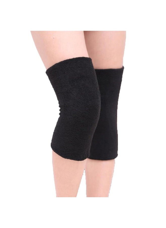 Fakeface - Winter Warm Thicken Knee Brace Knee Warmers Compression Sleeve Support for Women Men, Breathable Thermal Cotton Leg Warmer Knee Pads Protector for Cycling Skiing Arthritis Dance, 1 Pair (Black) - Image 1