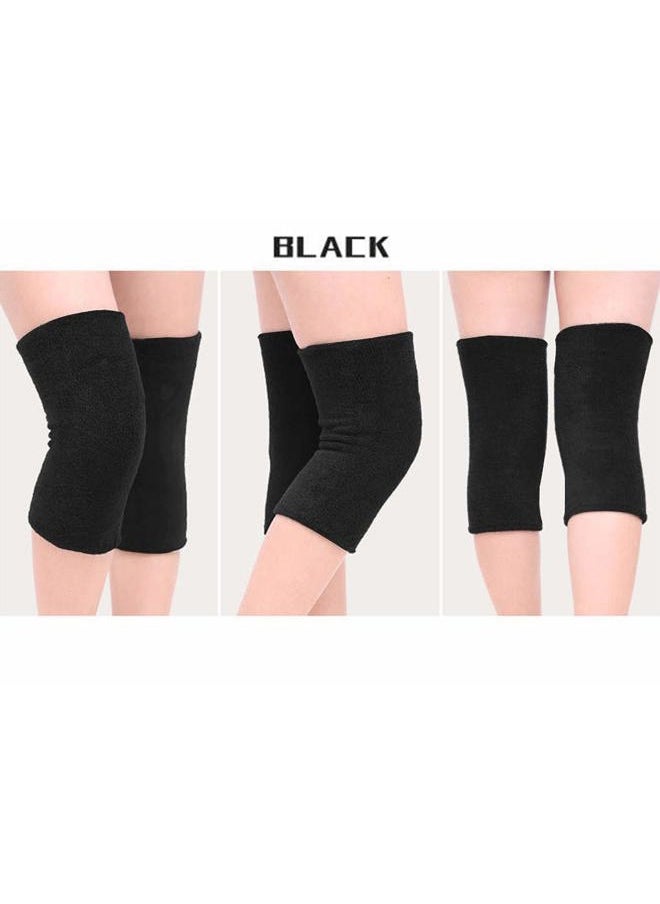 Fakeface - Winter Warm Thicken Knee Brace Knee Warmers Compression Sleeve Support for Women Men, Breathable Thermal Cotton Leg Warmer Knee Pads Protector for Cycling Skiing Arthritis Dance, 1 Pair (Black) - Image 1