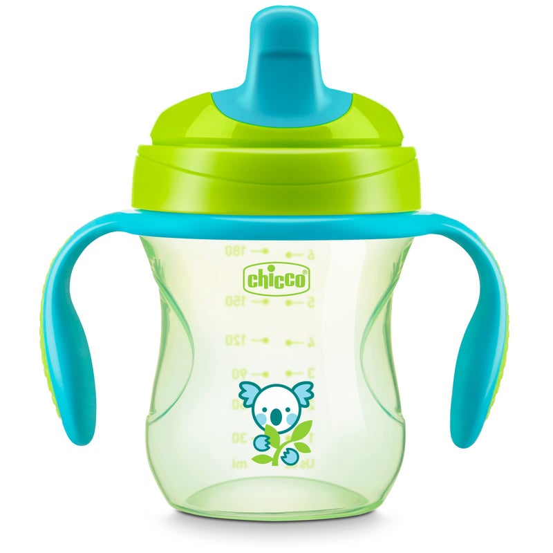 Chicco Semi-Soft Trainer with Bite-Resistant Spout and Spill-Free Lid 7oz.| Removable, Non-Slip Handles | Top-Rack Dishwasher Safe | Easy to Hold Ergonomic Indents | Green| 6+ months - Image 1