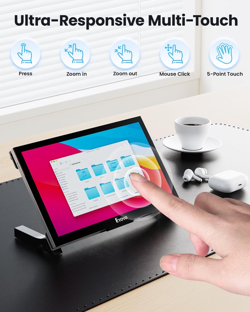 Eyoyo Raspbery Pi Screen 7-inch: 1024Ã—600 LCD Capacitive Touchscreen Monitor with Stand, Mini Portable HDMI Monitors IPS Touch Display for Raspbery Pi 5/4/3/2/Zero, Windows/Linux/Android - Image 4