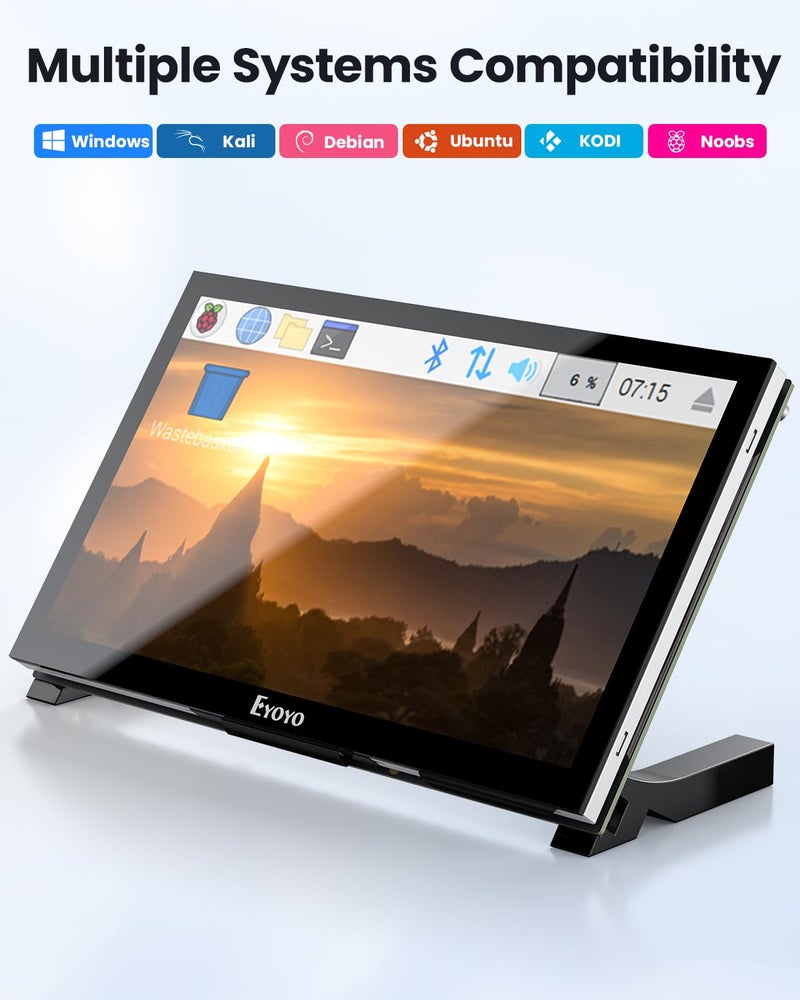 Eyoyo Raspbery Pi Screen 7-inch: 1024Ã—600 LCD Capacitive Touchscreen Monitor with Stand, Mini Portable HDMI Monitors IPS Touch Display for Raspbery Pi 5/4/3/2/Zero, Windows/Linux/Android - Image 5