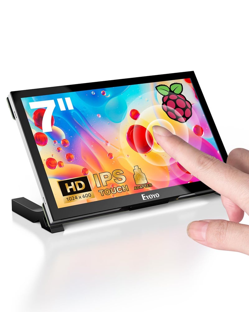 Eyoyo Raspbery Pi Screen 7-inch: 1024Ã—600 LCD Capacitive Touchscreen Monitor with Stand, Mini Portable HDMI Monitors IPS Touch Display for Raspbery Pi 5/4/3/2/Zero, Windows/Linux/Android - Image 1