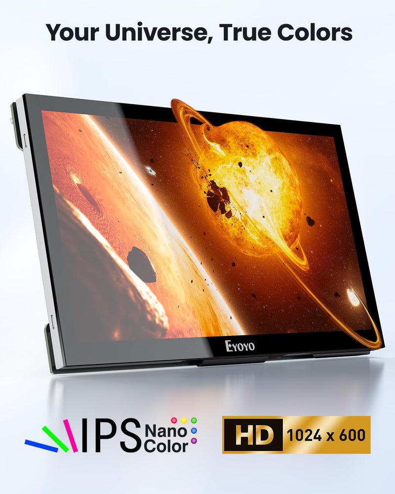 Eyoyo Raspbery Pi Screen 7-inch: 1024Ã—600 LCD Capacitive Touchscreen Monitor with Stand, Mini Portable HDMI Monitors IPS Touch Display for Raspbery Pi 5/4/3/2/Zero, Windows/Linux/Android - Image 3
