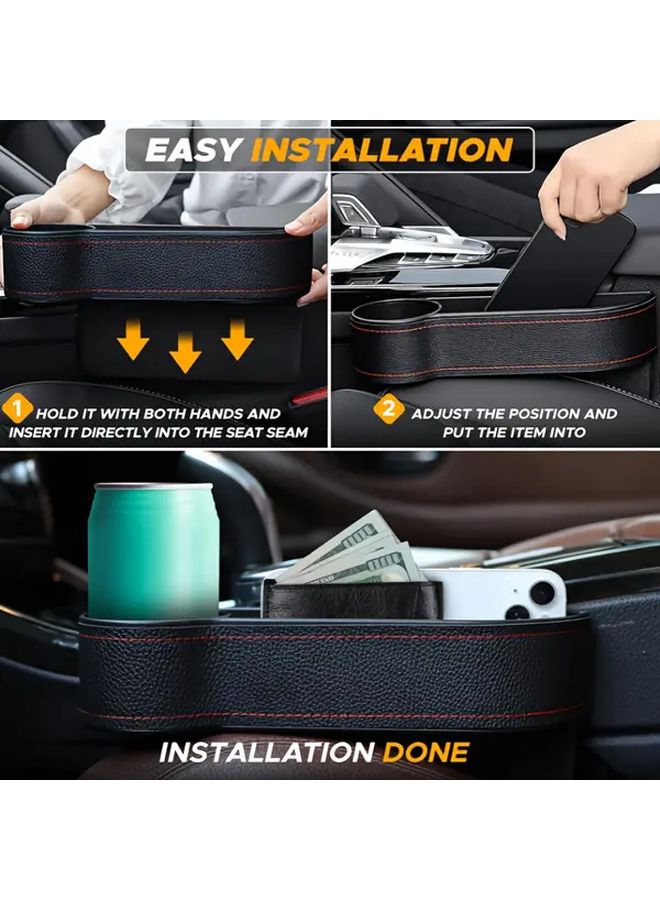 Black Car Seat Gap Organizer With Cup Holder And Phone Slot For Co Pilot - Image 4