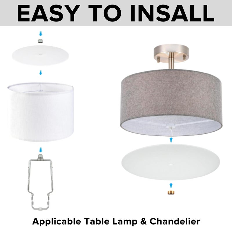 GO&SO GOSO 2 PCS Round Lamps Shades Diffuser 11.5" Diameter with 3/8" Center Hole- Lampshade for Table Lamps Pendants Light Lampshade Fits 12-15" Openings Frosted Frosted White Acrylic Drum Diffuser Shades - Image 5