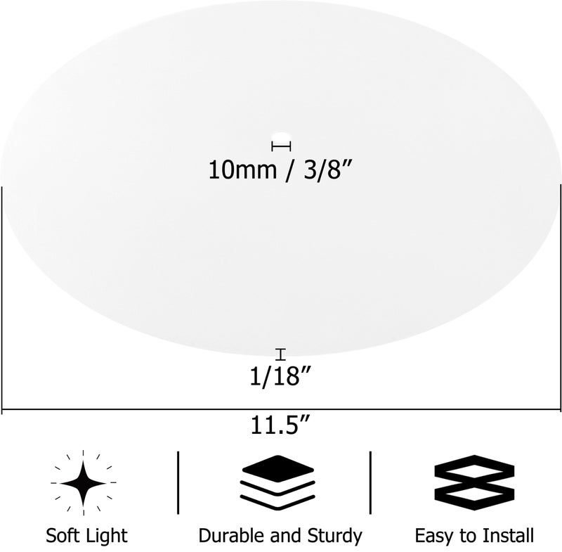 GO&SO GOSO 2 PCS Round Lamps Shades Diffuser 11.5" Diameter with 3/8" Center Hole- Lampshade for Table Lamps Pendants Light Lampshade Fits 12-15" Openings Frosted Frosted White Acrylic Drum Diffuser Shades - Image 2