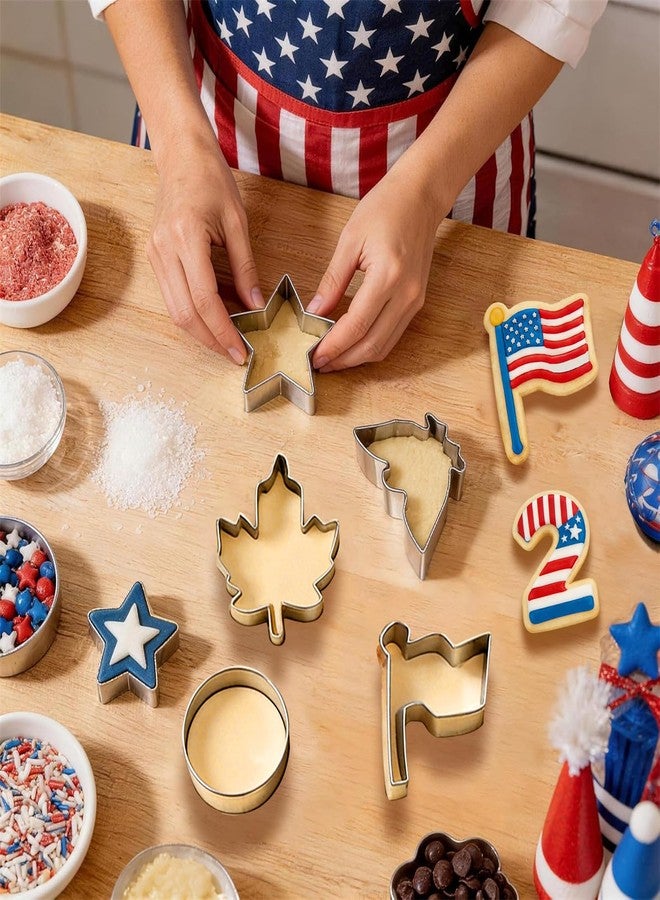 JOINBO 9Pcs Patriotic Metal Cookie Cutter Set, 250th Anniversary of Independence Day, 4th of July Baking Molds Star Eagle Flag, Stainless Steel for Holiday Party Baking Supplies - Image 2