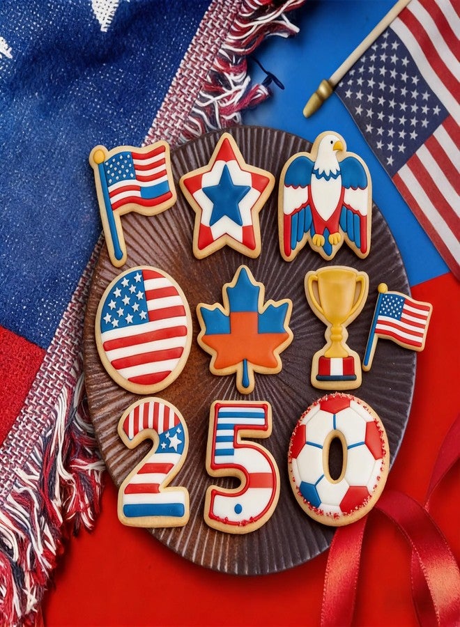 JOINBO 9Pcs Patriotic Metal Cookie Cutter Set, 250th Anniversary of Independence Day, 4th of July Baking Molds Star Eagle Flag, Stainless Steel for Holiday Party Baking Supplies - Image 3