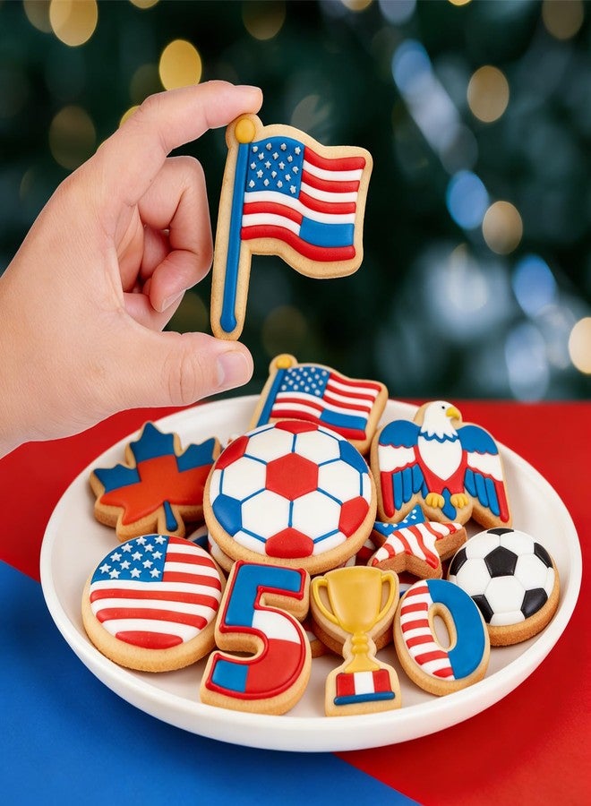 JOINBO 9Pcs Patriotic Metal Cookie Cutter Set, 250th Anniversary of Independence Day, 4th of July Baking Molds Star Eagle Flag, Stainless Steel for Holiday Party Baking Supplies - Image 5