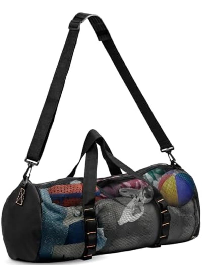 SYOSI Mesh Duffle Bag with Zipper and Adjustable Shoulder Strap for Scuba Dive or Snorkel Gear, Extra Large Bag, Ideal for Beach Travel Fitness Camping Swim - Image 1