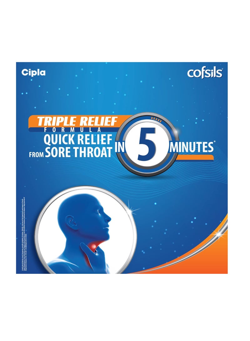 Cipla Cofsils Lozenges (100 Lozenges) | Orange Flavour | Quick Relief from Sore Throat, Itchy Throat and Scratchy Throat (10 x 10 Strips) - Image 4
