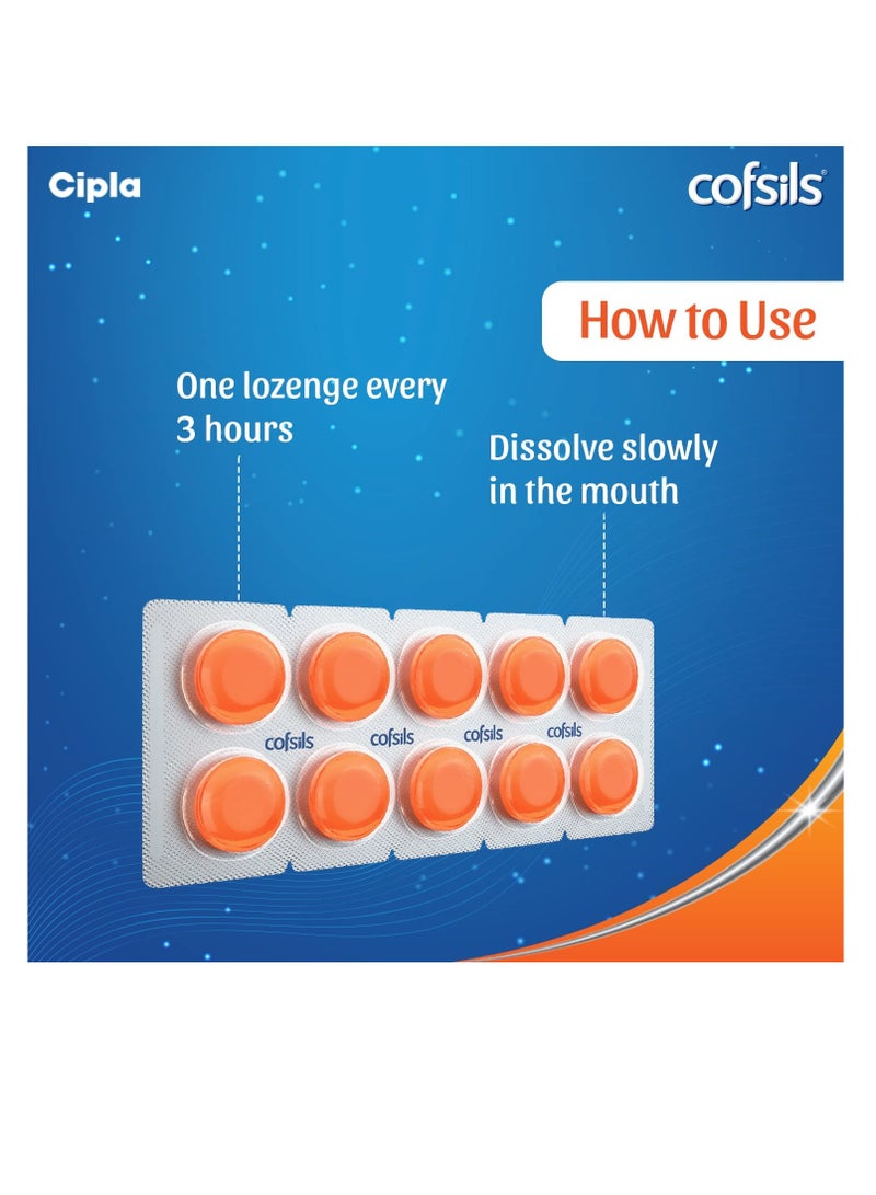 Cipla Cofsils Lozenges (100 Lozenges) | Orange Flavour | Quick Relief from Sore Throat, Itchy Throat and Scratchy Throat (10 x 10 Strips) - Image 5