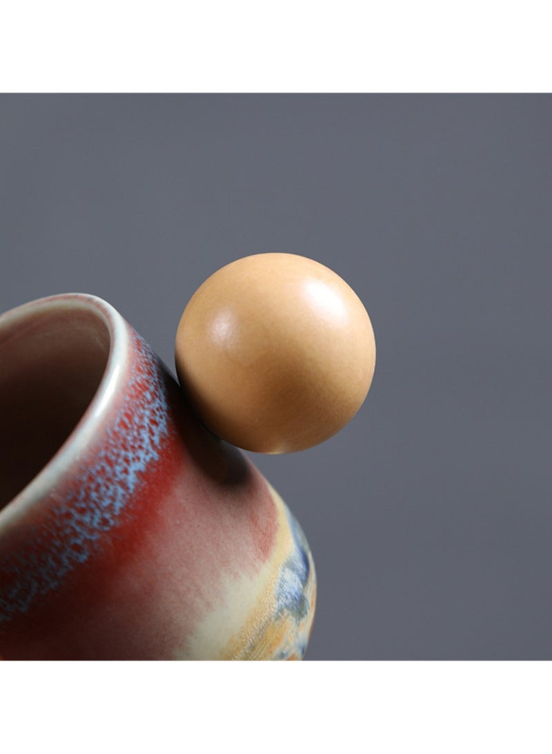 Special-Shaped Mugs, Retro Ceramic Cups, Irregular Cups, Stoneware Water Cups, High-Value Coffee Cups（Wooden handle coffee cup - brown 290ml） - Image 3