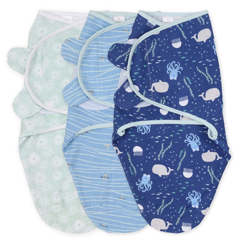 The Peanutshell Baby Swaddle Set for Boys or Girls  Unisex 3 Pack  Nautical Theme MediumLarge  36 Months