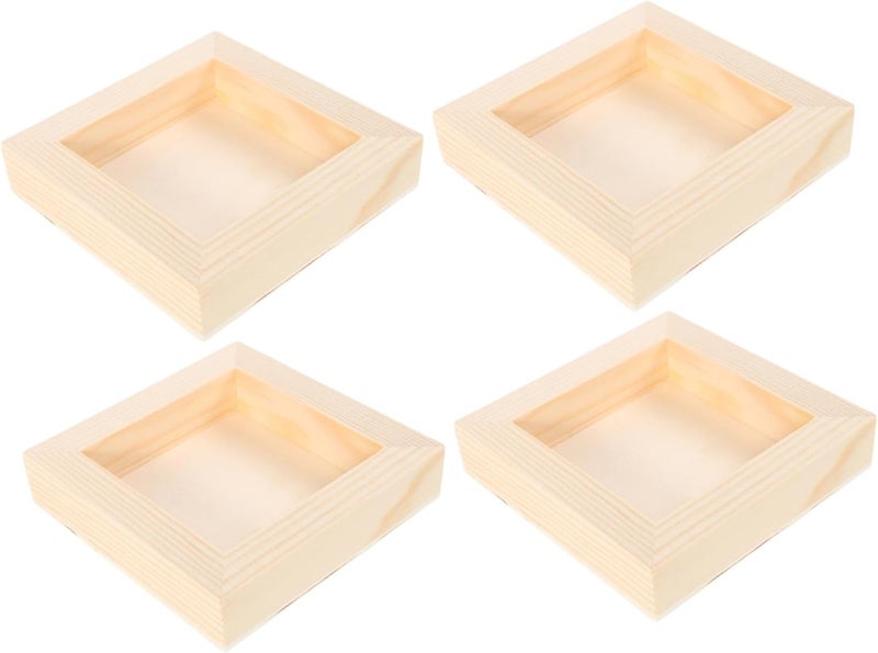 ABOOFAN 4pcs Wooden Picture Frames Unfinished Wood Craft Frames for Boys and Girls Paintable Photo Display for Wall Hanging and Tabletop Use for School Projects and Canvas Painting - Image 1