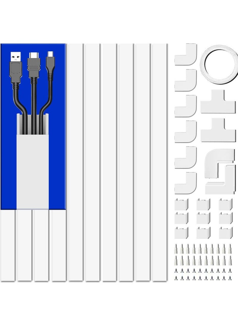 KASTWAVE Cord Cover Raceway Kit, Paintable Cable Cover Channel Cord Concealer System Cable Hider Wires, Hiding Wall Mount TV Powers Cords in Home Office, 10Pcs L15.7in X W0.95in X H0.55in - Image 1
