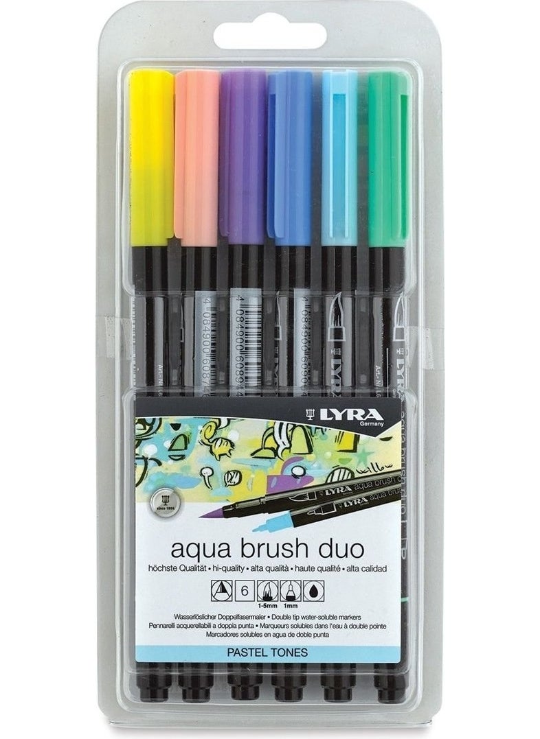 Lyra - Aqua Brush Duo Double Sided Brush Tip Pen 6 Pastels - Image 1