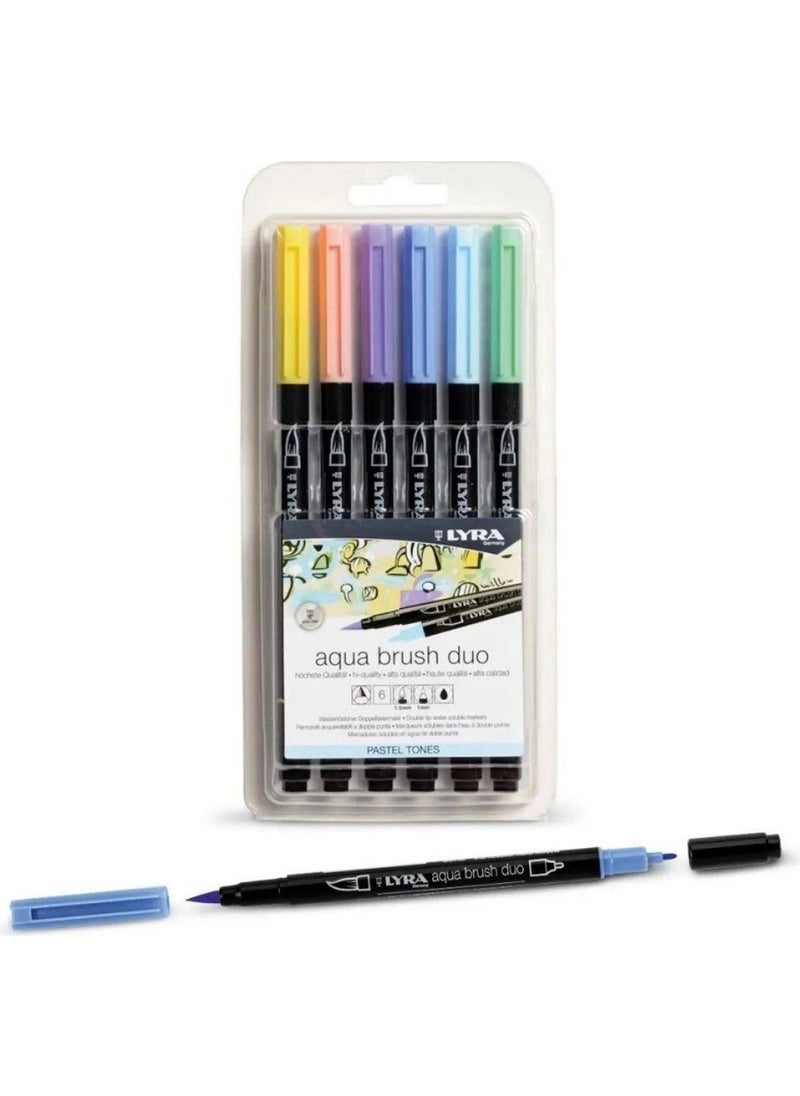 Lyra - Aqua Brush Duo Double Sided Brush Tip Pen 6 Pastels - Image 1